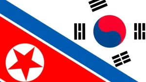 Bendera Korut dan Korsel.