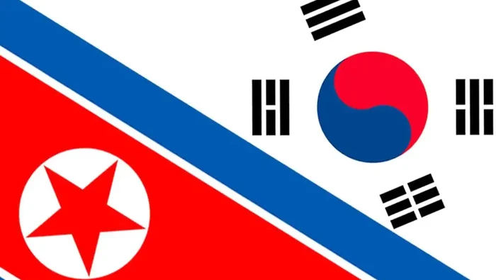 Bendera Korut dan Korsel.