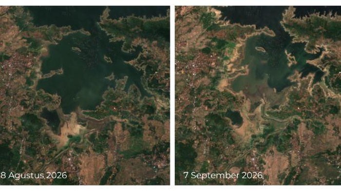 Waduk Jatigede Mengering Parah Dihantam Kemarau, BIG Pantau Ratusan Hektare Daratan Baru Muncul dari Luar Angkasa!