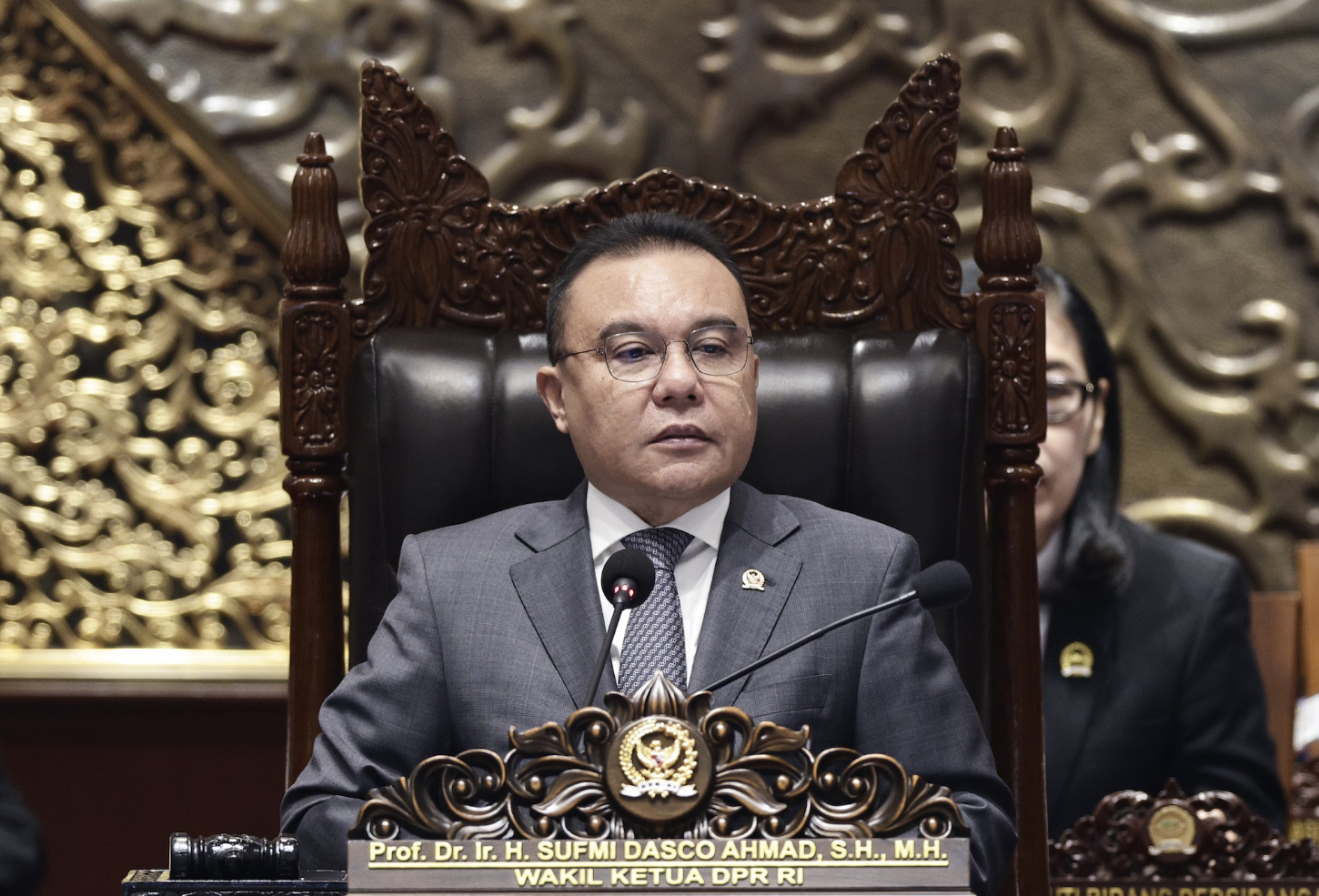Wakil Ketua DPR RI Sufmi Dasco Ahmad, dalam Rapat Paripurna DPR RI ke-5 Masa Persidangan I Tahun Sidang 2026–2027, di Gedung Nusantara II, DPR RI, Senayan, Jakarta, Selasa (8/9/2026). Foto: Munchen/Karisma